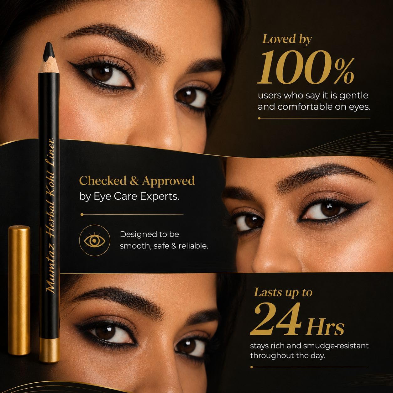 K‑Veda Mumtaz Herbal Kohl Liner Classic — Herbal Kohl Liner — Cooling & Lash Nourishment (1 g) - Image 3