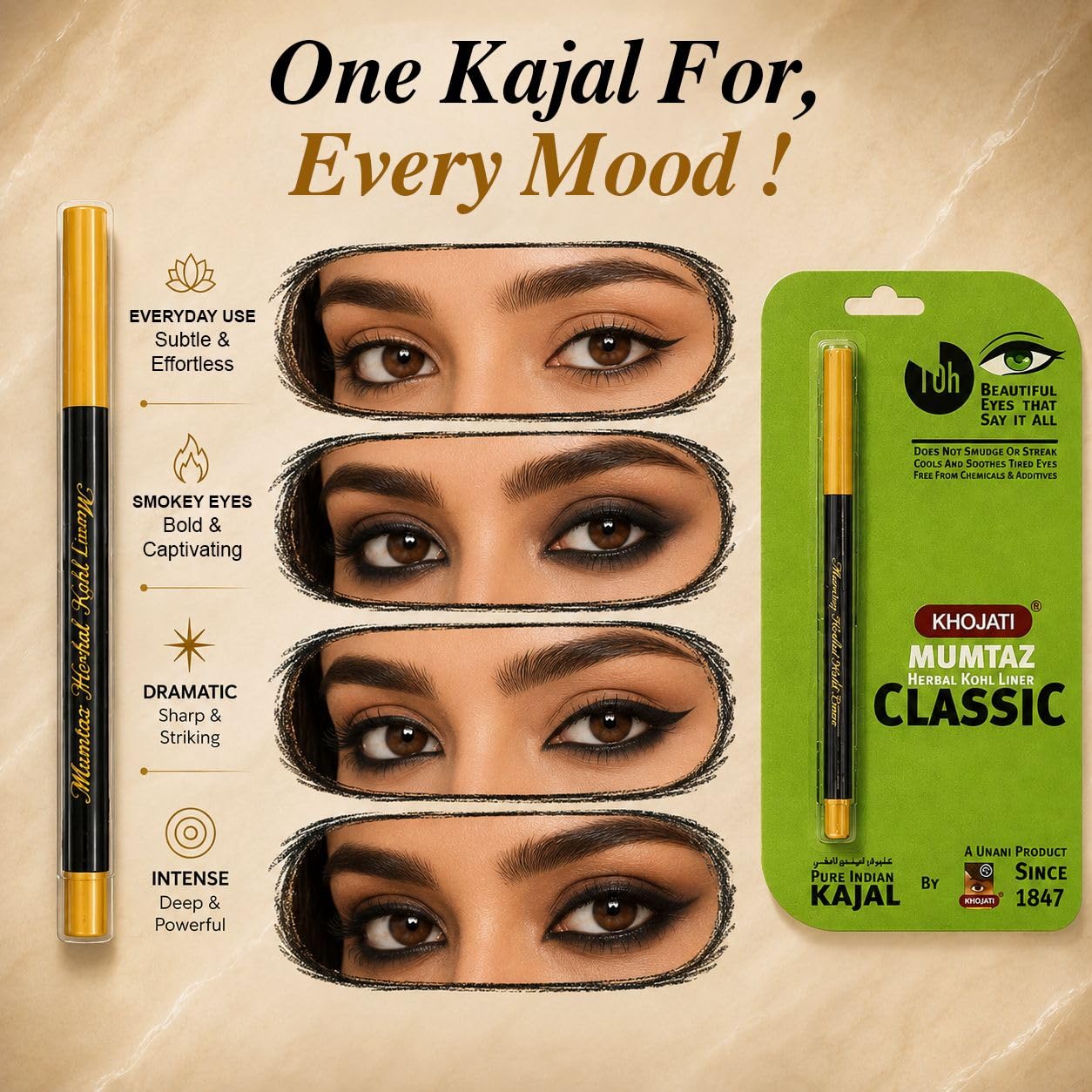K‑Veda Mumtaz Herbal Kohl Liner Classic — Herbal Kohl Liner — Cooling & Lash Nourishment (1 g) - Image 4