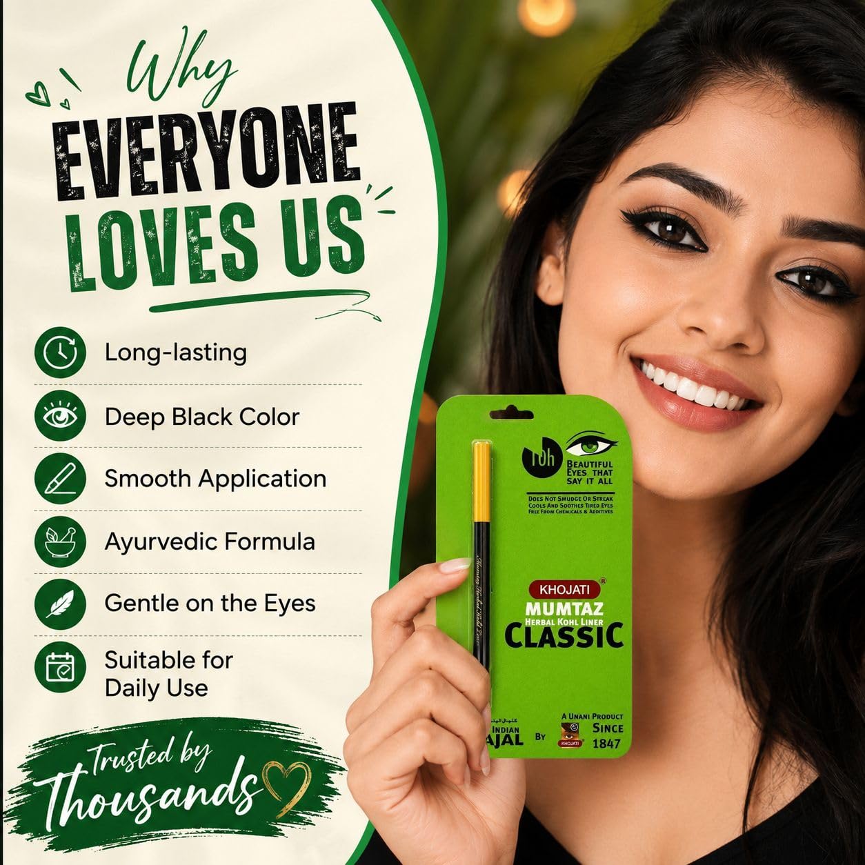 K‑Veda Mumtaz Herbal Kohl Liner Classic — Herbal Kohl Liner — Cooling & Lash Nourishment (1 g) - Image 7
