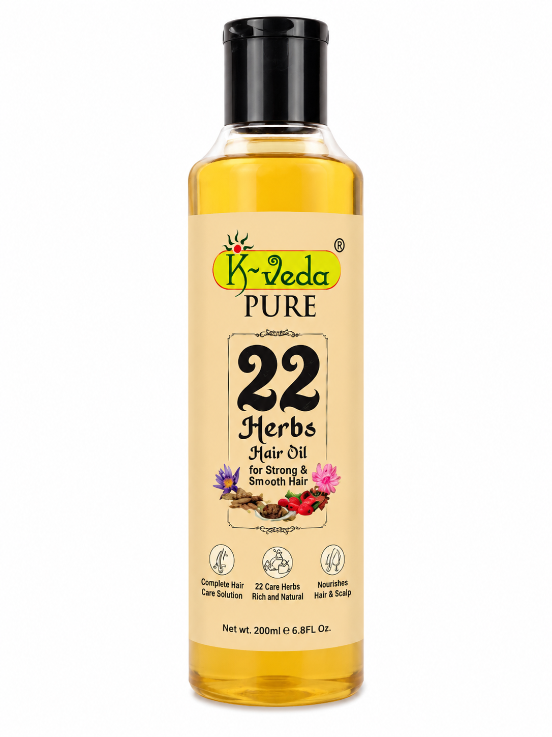 K-Veda Pure 99 Herbs Hair Oil | Ayurvedic Hair Growth Oil for Hair Fall Control, Strong Roots & Healthy Scalp | Natural Herbal Hair Care | 200ml