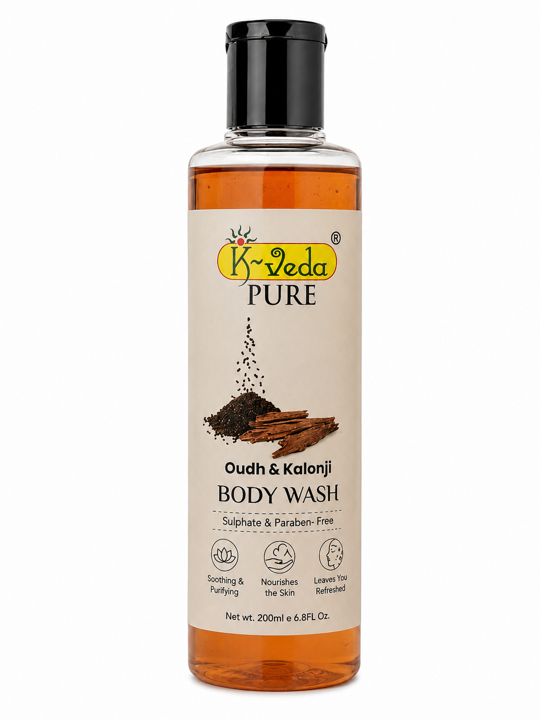 K‑VEDA OUDH & KALONJI BODY WASH 100 ml – Aromatic cleanser with agarwood & black seed for calming and nourishment