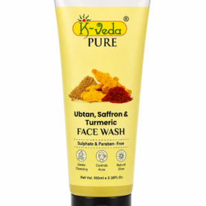 K‑VEDA UBTAN SAFFRON TURMERIC FACE WASH 100 ml – Gel cleanser with saffron & turmeric for brightening & acne care