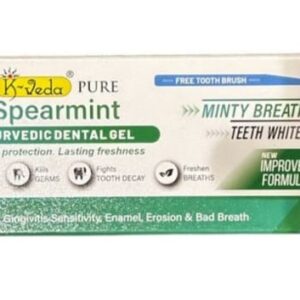 K-Veda Spearmint Ayurvedic Dental Gel Toothpaste for Minty Fresh Breath & Teeth Whitening | Herbal Oral Care 125gm