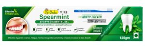 K-Veda Spearmint Ayurvedic Dental Gel Toothpaste for Minty Fresh Breath & Teeth Whitening | Herbal Oral Care 125gm