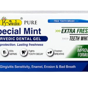 K-Veda Special Mint Ayurvedic Dental Gel Toothpaste for Extra Fresh Breath & Teeth Whitening | Herbal Oral Care 125gm