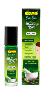 K-Veda Sim Sim Mentho Oil Roll On | Ayurvedic Cooling Roll On for Headache, Body Pain & Muscle Relief | Herbal Formula | 9ml